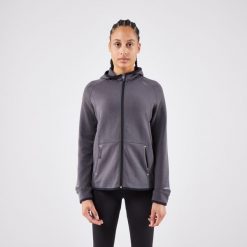 Bluza do biegania damska Kiprun Run 500 Warm ocieplana. Niebieskie bluzy damskie KIPRUN, l, bez wzorów, z elastanu, sportowe, bez ramiączek, bez kaptura. Za 159.99 zł.