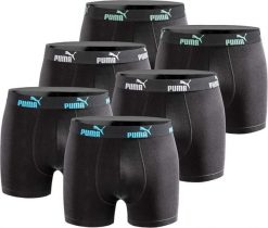 Bokserki majtki męskie Puma Boxershorts 6-pak bawełniane. Czarne bokserki męskie Puma, bez wzorów, z bawełny. Za 169.00 zł.