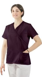Visent Bluza medyczna kosmetyczna damska lekarska śliwkowy / śliwkowa lamówka 42. Bluzy damskie Visent, bez wzorów, bez ramiączek, bez kaptura. Za 64.99 zł.