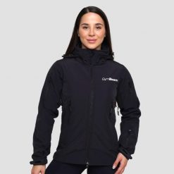 Kurtka damska turystyka softshell z kapturem czarna. Czarne kurtki sportowe damskie GYMBEAM, m, bez wzorów, z materiału, bez ramiączek, z kapturem, trekkingowe. Za 188.90 zł.