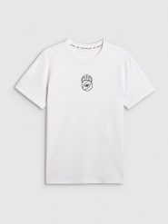 4F T-shirt regular z nadrukiem męski - biały XXL. Białe t-shirty męskie 4F, m, bez wzorów, z bawełny, bez kołnierzyka, bez ramiączek. Za 59.99 zł.