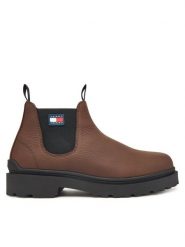Tommy Jeans Sztyblety Tjm Chelsea Leather Wl EM0EM01670 Brązowy. Brązowe botki męskie Tommy Jeans, bez wzorów, z jeansu, bez obcasa, bez zapięcia. Za 599.99 zł.