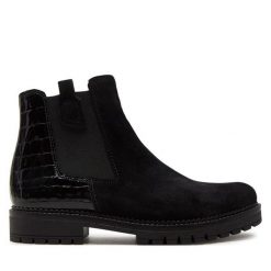 Botki Gabor. Czarne botki damskie Gabor, bez wzorów, bez obcasa, na płaskiej podeszwie, bez zapięcia. Za 499.99 zł.