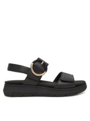 Remonte Sandały D2K50-00 Czarny. Czarne sandały damskie Remonte, bez wzorów, z materiału, bez obcasa, na płaskiej podeszwie, bez zapięcia. Za 369.99 zł.