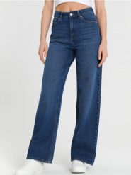 Jeansy wide leg high waist - granatowy. Niebieskie jeansy damskie Sinsay, bez wzorów, z bawełny, z podwyższonym stanem. Za 69.99 zł.