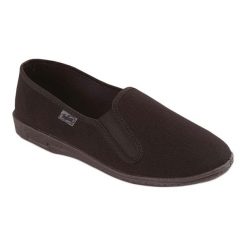 Befado kapcie tenisówki męskie wsuwane pvc 001M060 czarne. Czarne trampki męskie bez wzorów, z bawełny, eleganckie, bez zapięcia. Za 77.13 zł.