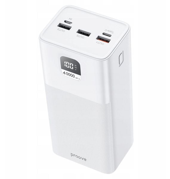 Mocny Powerbank Podróżny 40000mah 100w 3x Usb Usb-a 1x Usb-c Type-c Proove / Pbgi99320002 Giant / Biały. Białe powerbanki PROOVE. Za 277.48 zł.