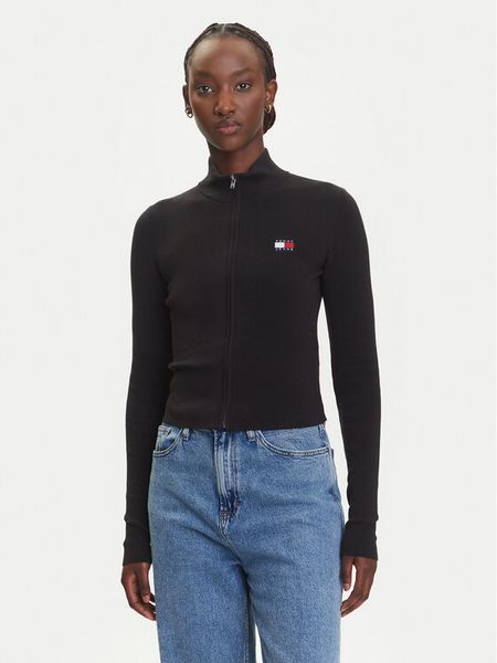 Tommy Jeans Kardigan DW0DW20967 Czarny Slim Fit. Czarne kardigany damskie Tommy Jeans, l, bez wzorów, z bawełny, bez kołnierzyka. Za 299.99 zł.