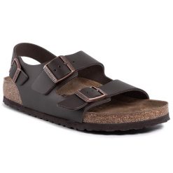 Sandały Birkenstock. Brązowe sandały męskie Birkenstock, bez wzorów, bez zapięcia. Za 389.99 zł.