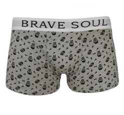 Męskie Bokserki Brave Soul, Hipsterski Wzór, Brodacz, Fajka, Obcisłe. Szare bokserki męskie Brave Soul, bez wzorów, z bawełny. Za 23.00 zł.