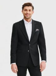 PAKO LORENTE – Wełniana marynarka garniturowa w kolorze czarnym. Czarne garnitury męskie Pako Lorente, m, bez wzorów, z wełny, biznesowe. Za 1,699.99 zł.