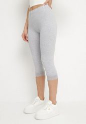 Szare Legginsy Bawełniane z Elastyczną Gumką i Koronką na Nogawkach Efrine. Szare legginsy damskie Born2be, bez wzorów, z bawełny. Za 19.99 zł.