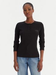Calvin Klein Jeans Bluzka LV047E201G Czarny Regular Fit. Czarne bluzki damskie Calvin Klein Jeans, xs, bez wzorów, z bawełny, bez kołnierzyka, bez ramiączek. Za 289.99 zł.