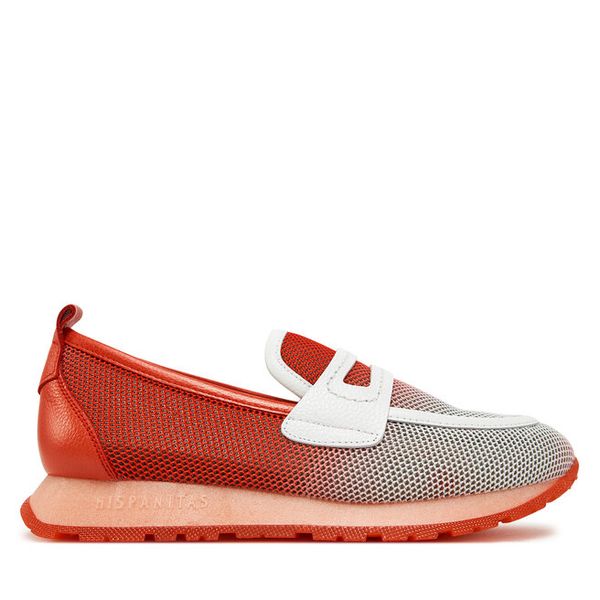 Półbuty Hispanitas. Czerwone półbuty damskie Hispanitas, bez wzorów, bez obcasa, na płaskiej podeszwie, bez zapięcia. Za 549.99 zł.