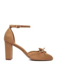 JENNY Czółenka CEO-CD25-230-1 Beżowy. Brązowe czółenka damskie Jenny, bez wzorów, z materiału, bez obcasa, bez zapięcia. Za 139.99 zł.