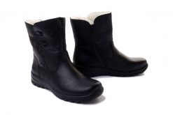 RIEKER TEX Z7172-00 black, botki damskie. Czarne botki damskie Rieker, na zimę, bez wzorów, z wełny, bez obcasa, bez zapięcia. Za 399.90 zł.