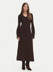 Tommy Hilfiger Sukienka dzianinowa Scoop WW0WW52306 Brązowy ciemny Regular Fit. Brązowe sukienki damskie Tommy Hilfiger, xl, bez wzorów, z dzianiny, bez kołnierzyka, bez ramiączek. Za 849.99 zł.
