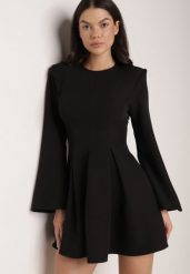 Czarna Sukienka VICES o Rozkloszowanym Kroju z Szerokimi Rękawami Natemia. Czarne sukienki damskie Born2be, na imprezę, l, bez wzorów, klasyczne, bez kołnierzyka, bez ramiączek, mini, rozkloszowane. Za 169.99 zł.