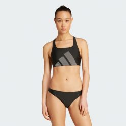 Zestaw bikini Big Bars C-back. Czarne stroje kąpielowe damskie Adidas, bez wzorów. Za 199.00 zł.