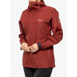 Kurtka przeciwdeszczowa damska Salewa Puez Aqua 4 PTX 2.5L Jacket. Czerwone kurtki sportowe damskie Salewa, l, bez wzorów, bez ramiączek, bez kaptura, trekkingowe. W wyprzedaży za 562.45 zł.