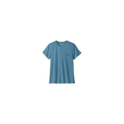 Koszulka turystyczna damska Capilene Cool Trail Shirt Stratapeaks Women. Niebieskie bluzki damskie Patagonia, bez wzorów, z dzianiny, sportowe, bez kołnierzyka, bez ramiączek. Za 239.99 zł.