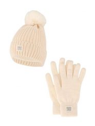 Zestaw damski Winter Thermo – czapka + rękawiczki – kolor złamanej bieli. Białe czapki damskie HEAT KEEPER, na zimę, bez wzorów, z materiału, eleganckie. Za 134.32 zł.