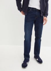 Jeansy ze stretchem, regular fit, straight. Niebieskie jeansy męskie bonprix, z jeansu. Za 147.99 zł.