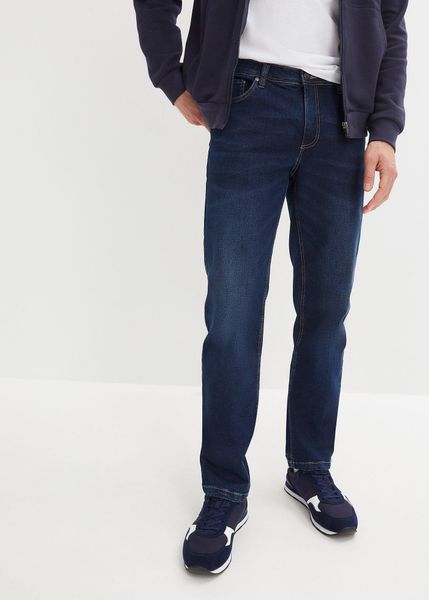 Jeansy ze stretchem, regular fit, straight. Niebieskie jeansy męskie bonprix, z jeansu. Za 149.99 zł.
