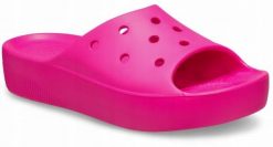 Klapki Dla Dorosłych Crocs Classic Platform Slide. Czerwone klapki męskie Crocs, bez wzorów, z materiału, bez zapięcia. Za 139.99 zł.