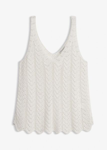 Top dzianinowy. Zielone topy damskie bonprix, bez wzorów, z dzianiny, eleganckie, bez kołnierzyka, bez ramiączek. Za 59.99 zł.
