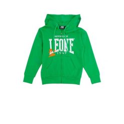 Bluza z kaptur na co dzień na siłownię. Zielone bluzy damskie LEONE 1947 APPAREL, bez wzorów, z bawełny, bez kaptura, na fitness i siłownię. W wyprzedaży za 124.20 zł.