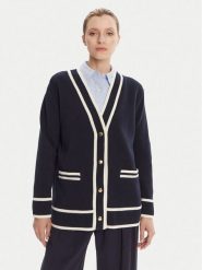 Gant Kardigan 4805340 Granatowy Relaxed Fit. Niebieskie kardigany damskie GANT, xs, bez wzorów, z bawełny, bez kołnierzyka. Za 979.99 zł.