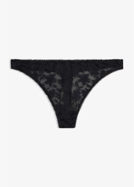 Stringi mini z miękkiego materiału. Czarne majtki damskie bonprix. Za 34.99 zł.