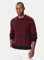 Tommy Hilfiger Sweter Fairisle MW0MW44815 Bordowy Regular Fit. Czerwone swetry męskie Tommy Hilfiger, m, bez wzorów, z bawełny, bez kołnierzyka, bez ramiączek. Za 569.99 zł.