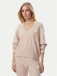 Adidas Sweter Essentials KR9175 Beżowy Loose Fit. Brązowe swetry nierozpinane damskie Adidas, xl, bez wzorów, z bawełny, bez kołnierzyka, bez ramiączek. Za 279.99 zł.