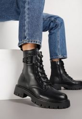 Czarne Botki Typu Workery Zdobione Aplikacją przy Cholewce Nalarelle. Czarne botki damskie Renee, z aplikacjami, z dzianiny, eleganckie, bez obcasa, na płaskiej podeszwie, bez zapięcia. Za 169.99 zł.