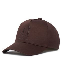 Czapka z daszkiem Armani Exchange. Brązowe czapki damskie Armani Exchange, bez wzorów. Za 289.99 zł.