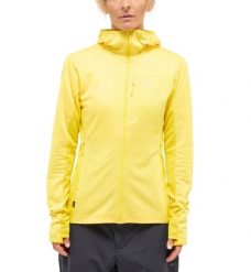 Damska Bluza Górska Mid Layer Lekka z Kapturem L.I.M Mid Fast II. Żółte bluzy damskie Haglöfs, l, bez wzorów, z dzianiny, bez ramiączek, z kapturem. Za 299.00 zł.