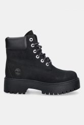 Timberland STONE STREET 6 INCH BOOTS Trapery damskie. Czarne botki damskie Timberland, na zimę, bez wzorów, z gumy, eleganckie, bez obcasa, bez zapięcia. W wyprzedaży za 679.99 zł.