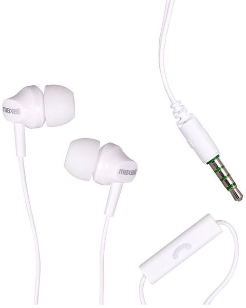 Maxell słuchawki przewodowe douszne EB-875 Jack 3,5mm biały. Białe słuchawki douszne NoName. Za 28.49 zł.