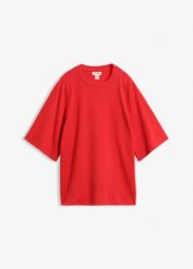 T-shirt oversize z czystej bawełny organicznej. Czerwone t-shirty damskie bonprix, bez wzorów, z bawełny, bez kołnierzyka, bez ramiączek. Za 32.99 zł.