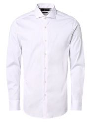 BOSS Koszula łatwa w prasowaniu Mężczyźni Slim Fit biały, 38. Białe koszule męskie Boss, m, bez wzorów, klasyczne, bez kołnierzyka, bez ramiączek. Za 549.95 zł.