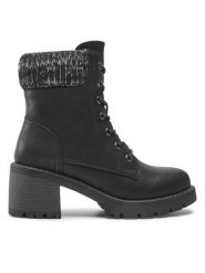 Clara Barson Trzewiki WS5898-10 Czarny. Czarne botki damskie Clara Barson, bez wzorów, ze skóry, bez obcasa, na słupku, bez zapięcia. Za 129.99 zł.