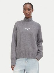 Guess Jeans Sweter W6BR09 Z1252 Szary Relaxed Fit. Szare swetry nierozpinane damskie Guess Jeans, xs, z aplikacjami, z bawełny, bez kołnierzyka, bez ramiączek. Za 389.99 zł.