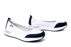 FILIPPO DP6134/26 WH NV biały granatowy, czółenka damskie. Białe czółenka damskie Filippo, na lato, bez wzorów, ze skóry, bez obcasa, bez zapięcia. Za 164.90 zł.