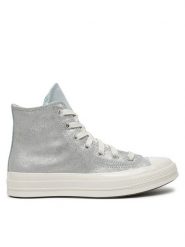 Converse Trampki Chuck 70 Suede Shimmer A08224C Szary. Szare trampki i tenisówki damskie Converse, bez wzorów, ze skóry, bez zapięcia. W wyprzedaży za 269.99 zł.