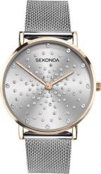 Zegarek Sekonda Zegarek damski SEK.40028 CYRKONIE srebrny. Szare zegarki damskie Sekonda, srebrne. Za 359.00 zł.