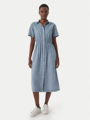 Tommy Jeans Sukienka koszulowa DW0DW18556 Niebieski Relaxed Fit. Niebieskie sukienki damskie Tommy Jeans, xs, bez wzorów, z bawełny, bez kołnierzyka, bez ramiączek, koszulowe. Za 529.99 zł.