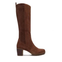 Kozaki Josef Seibel. Brązowe kozaki damskie Josef Seibel, bez wzorów, bez obcasa, na słupku, bez zapięcia. Za 549.99 zł.