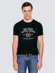 Koszulka męska z nadrukiem czarna Marr 906. Czarne t-shirty męskie BIG STAR, l, bez wzorów, z bawełny, bez kołnierzyka, bez ramiączek. Za 99.99 zł.